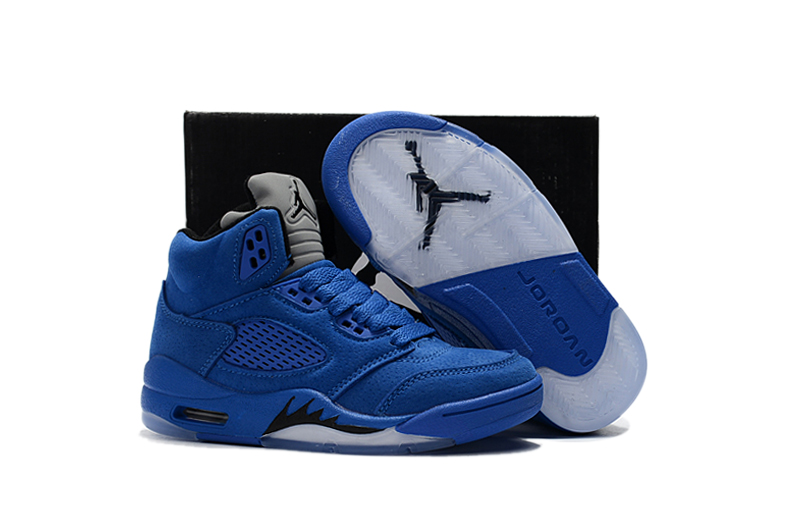 Kids Air Jordan 5 Sea Blue Shoes